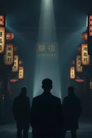 犯罪悬疑剧《无声码头》竖版封面，集装箱吊机夜景